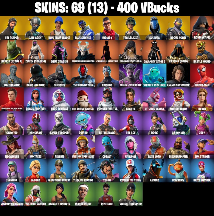 Fortnite Account ( PLAYSTATION / XBOX / PC / MOBILE / NINTENDO ) The Reaper, Mako (69 Skins)