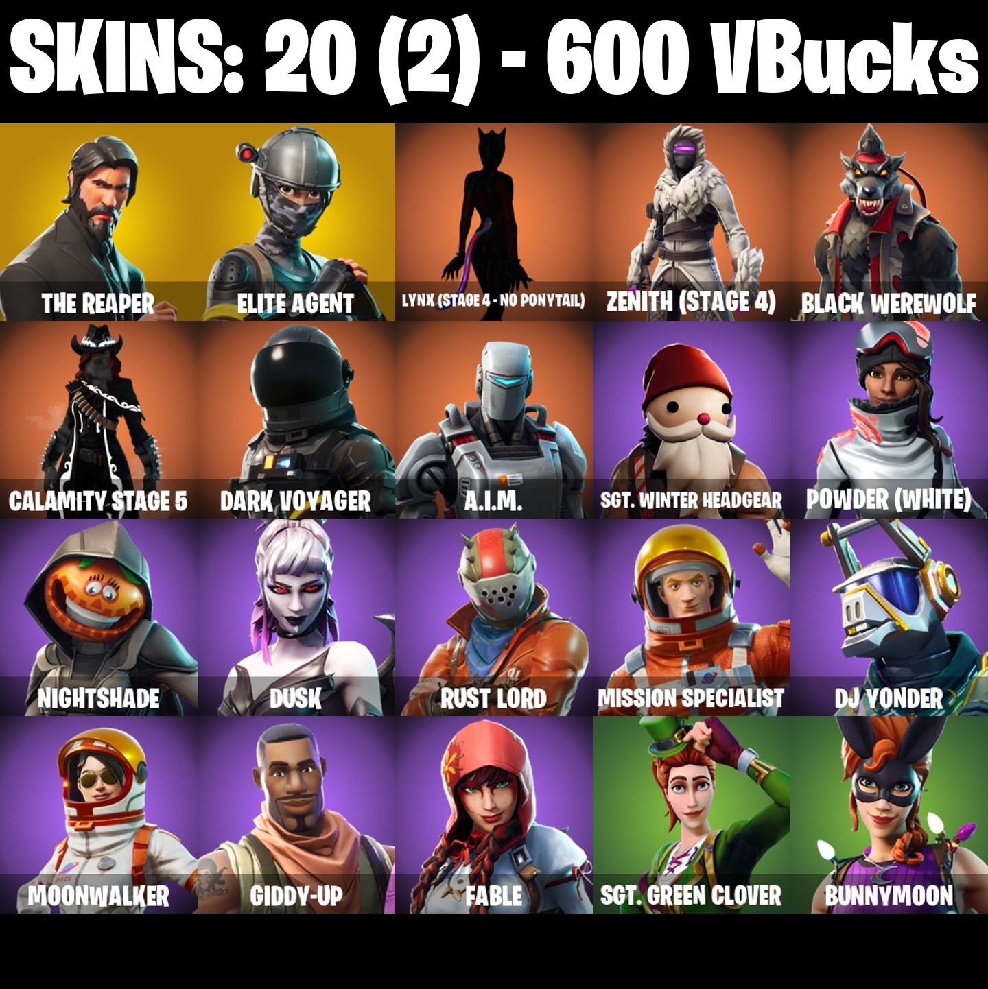 Fortnite Account ( PLAYSTATION / XBOX / PC / MOBILE / NINTENDO ) The Reaper (20 Skins)