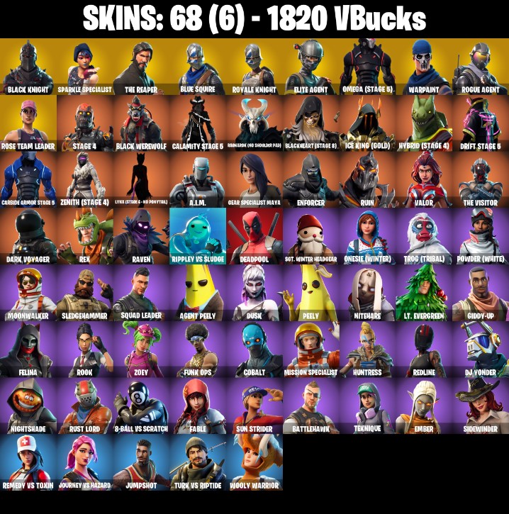 Fortnite Account ( PLAYSTATION / XBOX / PC / MOBILE / NINTENDO ) Black Knight, The Reaper, Glow, OG STW (68 Skins)