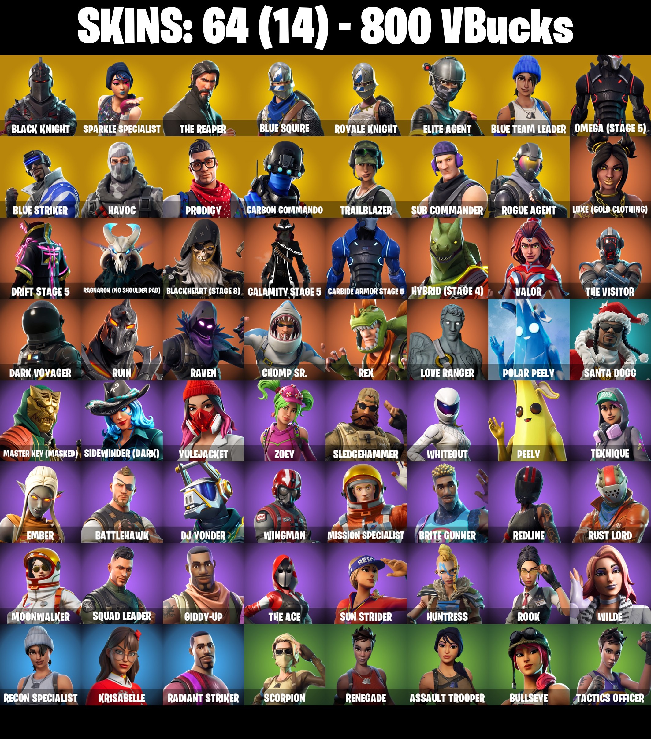 Fortnite Account ( PLAYSTATION / XBOX / PC / MOBILE / NINTENDO ) Black Knight, The Reaper (64 Skins)