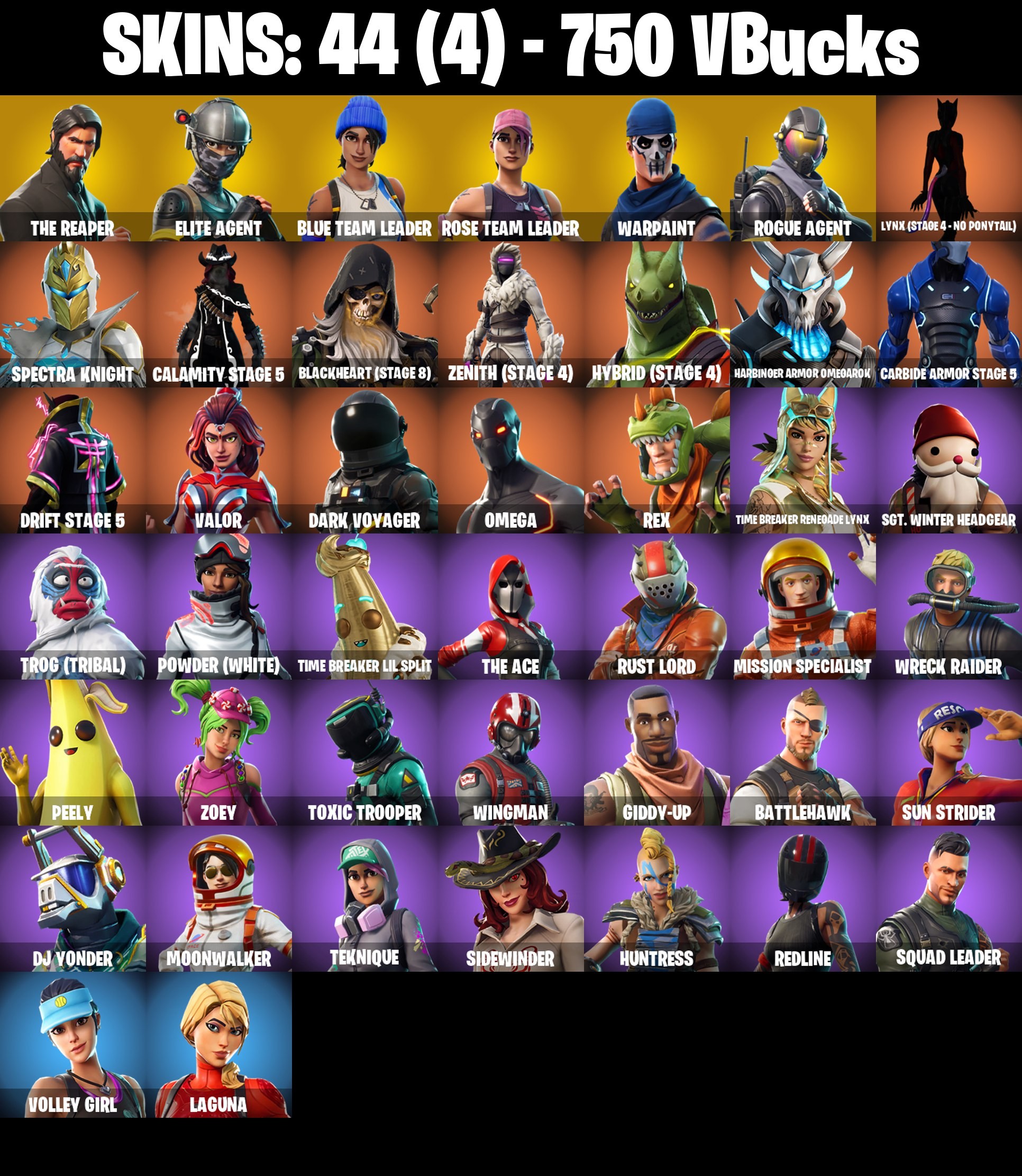 Fortnite Account ( PLAYSTATION / XBOX / PC / MOBILE / NINTENDO ) The Reaper, OG STW (44 Skins)