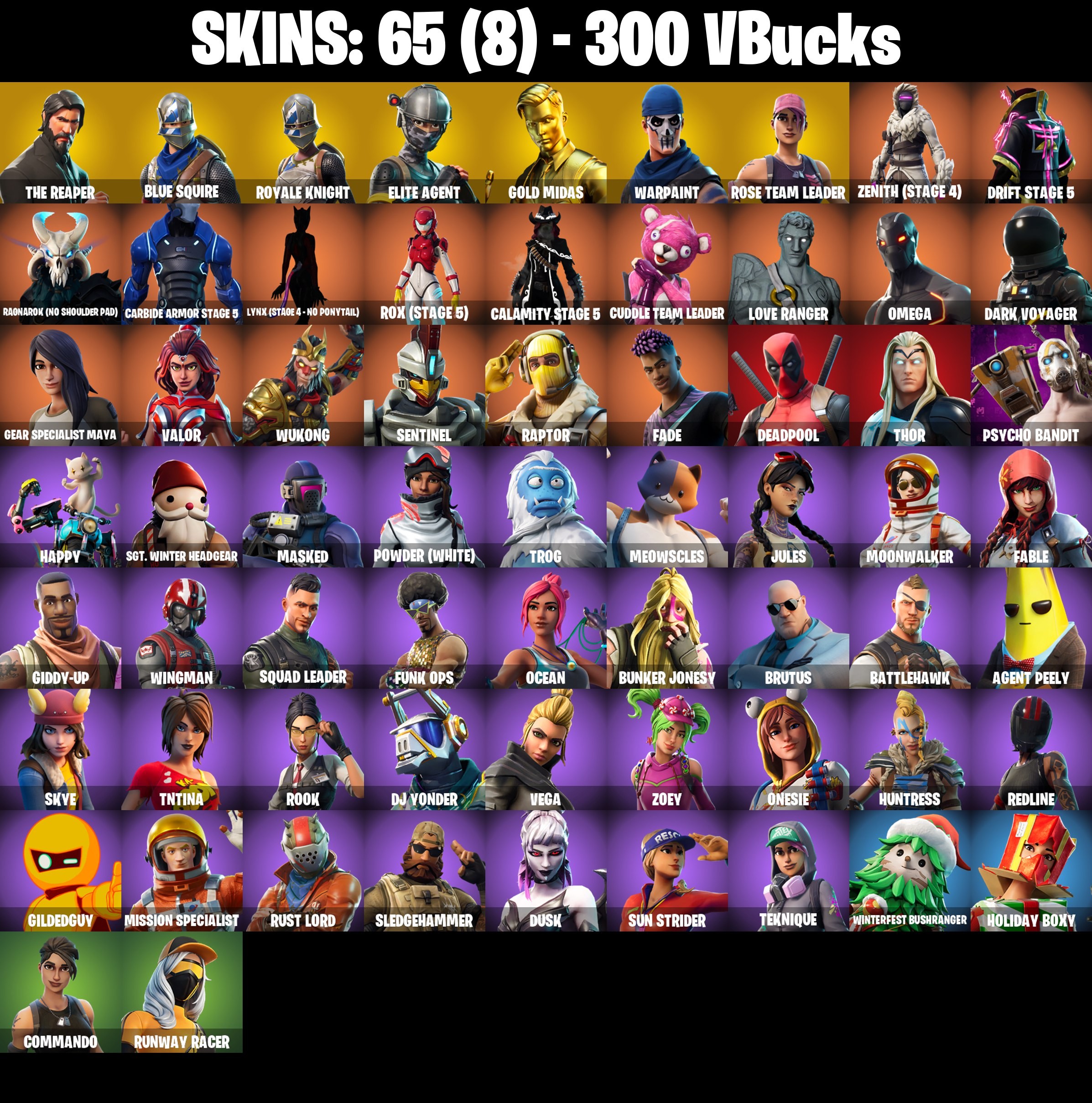 Fortnite Account ( PLAYSTATION / XBOX / PC / MOBILE / NINTENDO ) OG STW, The Reaper (65 Skins)