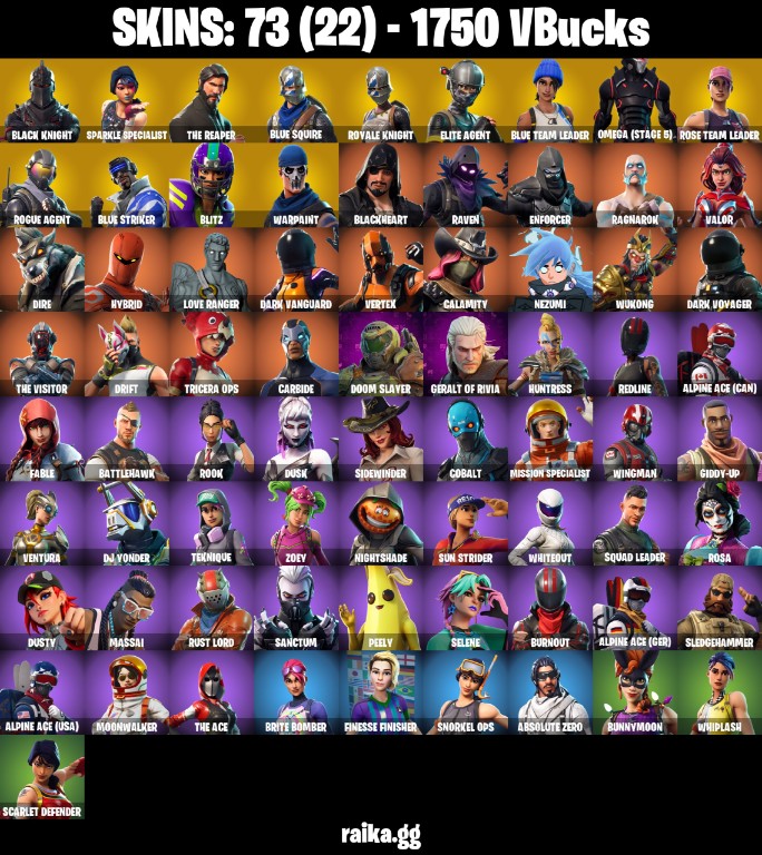 Fortnite Account ( PLAYSTATION / XBOX / PC / MOBILE / NINTENDO ) Black Knight, Vertex, Sparkle Specialist, OG STW, The Reaper, Floss (73 Skins)