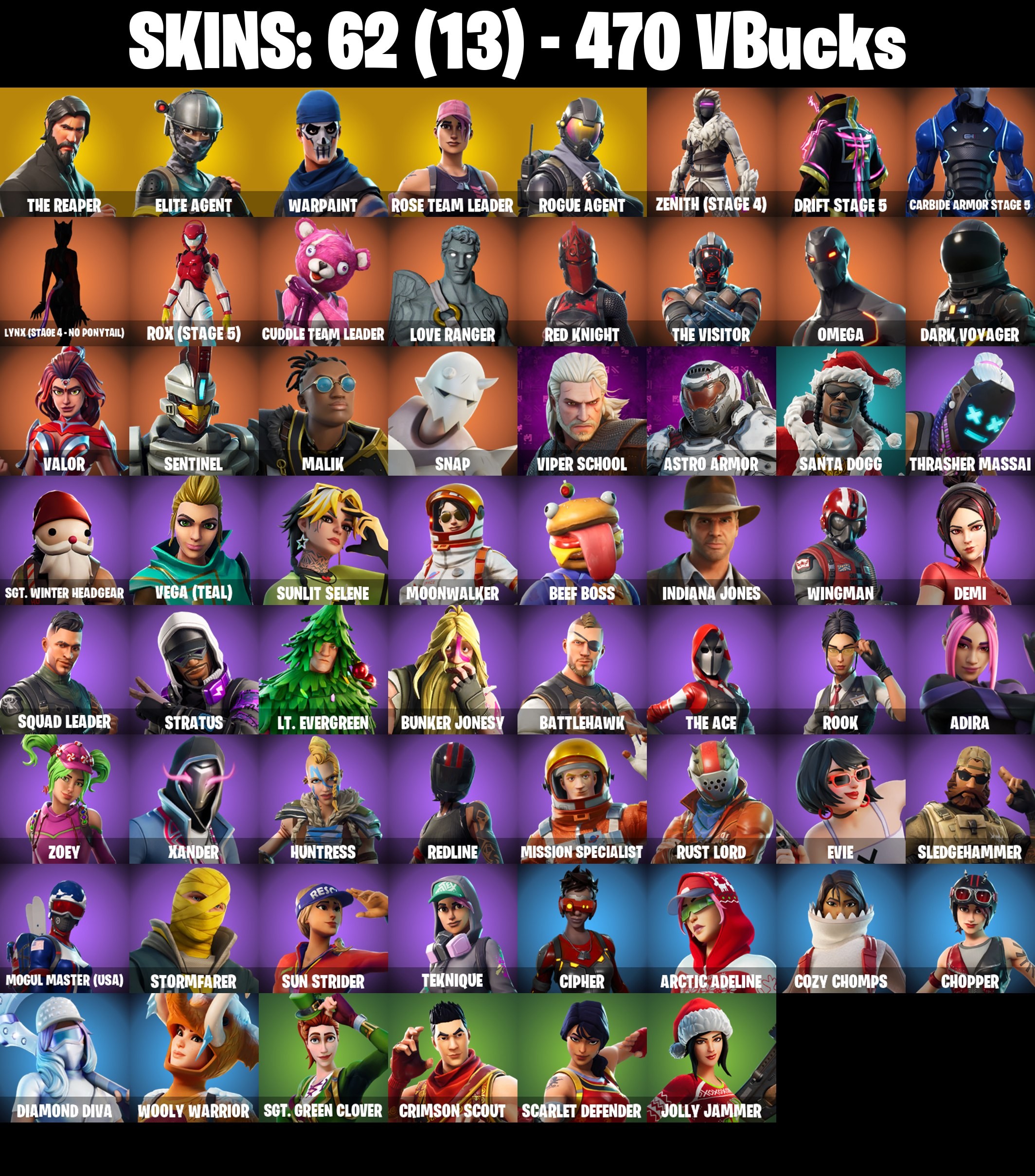 Fortnite Account ( PLAYSTATION / XBOX / PC / MOBILE / NINTENDO ) OG STW, The Reaper (62 Skins)