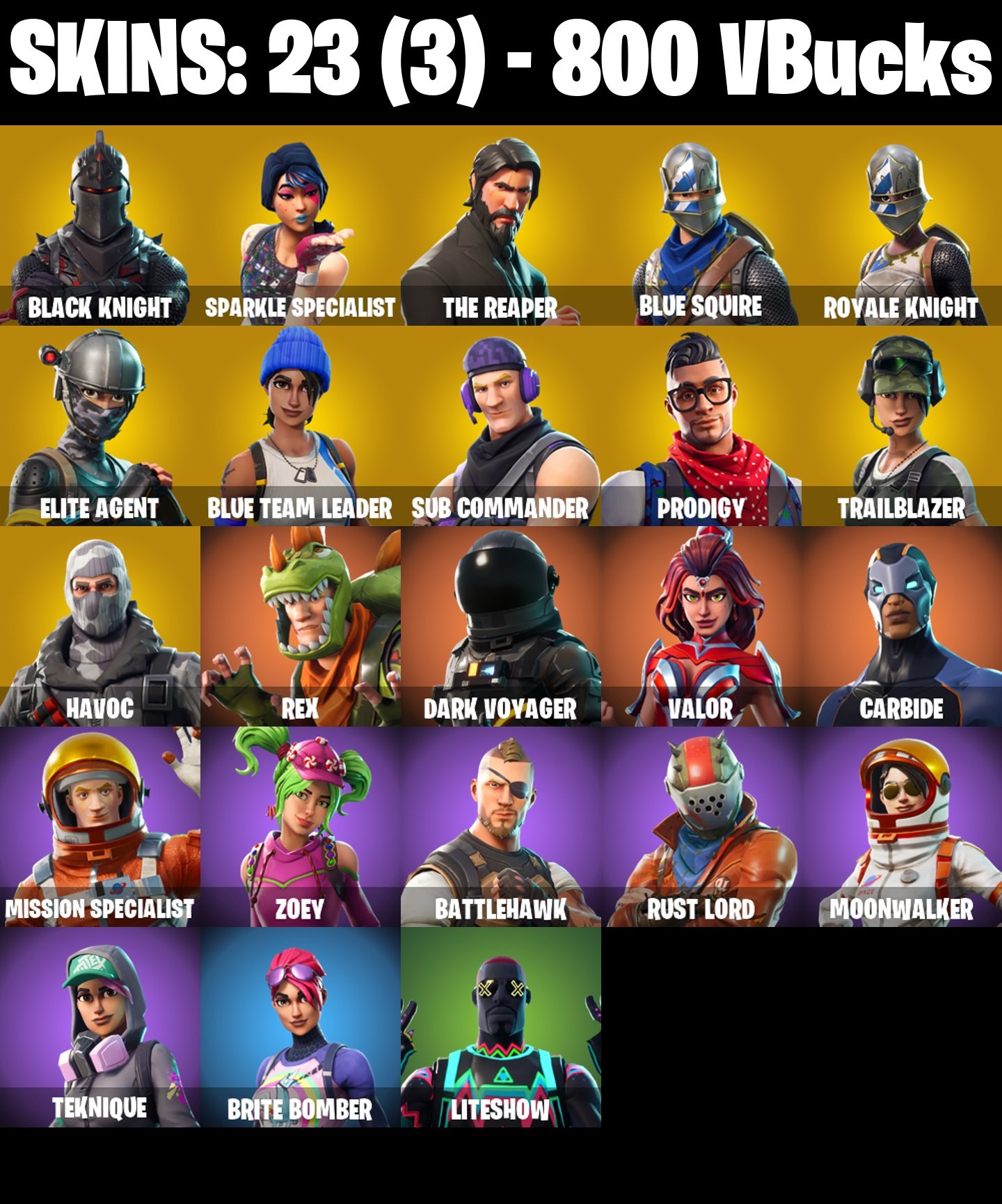 Fortnite Account ( PLAYSTATION / XBOX / PC / MOBILE / NINTENDO ) Black Knight, The Reaper, Floss (26 Skins)