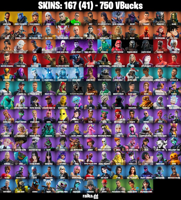 Fortnite Account ( PLAYSTATION / XBOX / PC / MOBILE / NINTENDO ) Polo Prodigy, John Wick, Reaper Axe, Cobalt Snowfoot, Raven (167 Skins)
