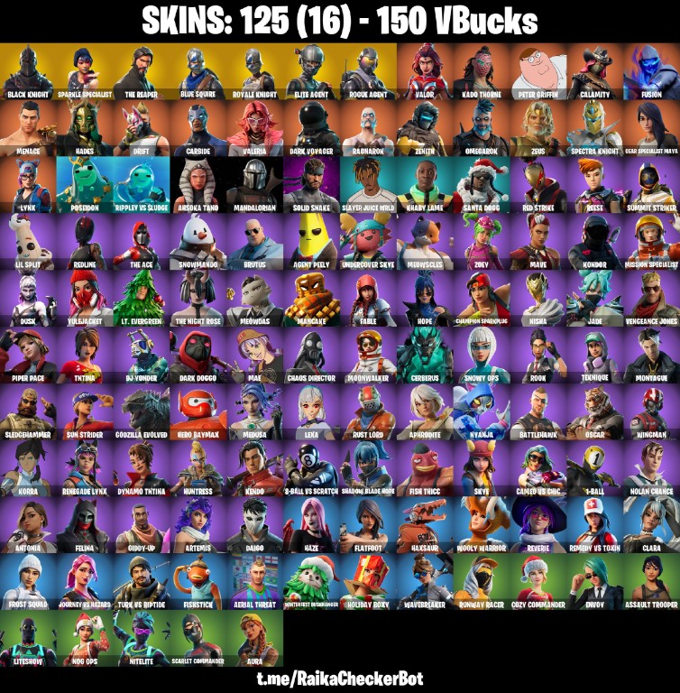 Fortnite Account ( PLAYSTATION / XBOX / PC / MOBILE / NINTENDO ) Black Knight, Sparkle Specialist, Blue Squire, Drift, AC/DC, The Reaper, Floss, Rogue Agent (125 Skins)