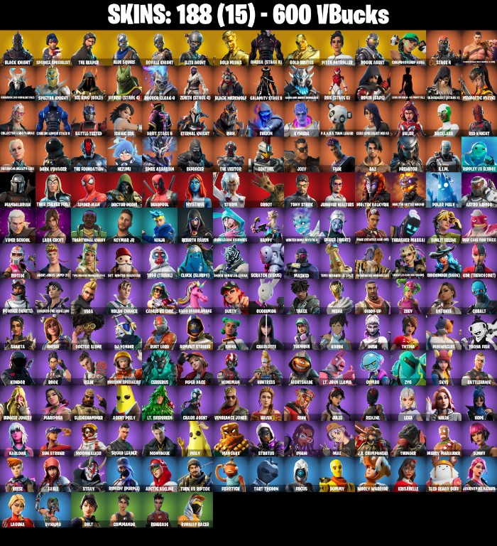 Fortnite Account ( PLAYSTATION / XBOX / PC / MOBILE / NINTENDO ) Black Knight, The Reaper, Mako, Floss (188 Skins)