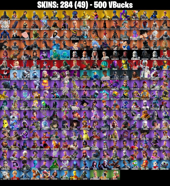 Fortnite Account ( PC / XBOX ) Black Knight, Travis Scott, The Reaper, Floss, AC/DC (284 Skins)