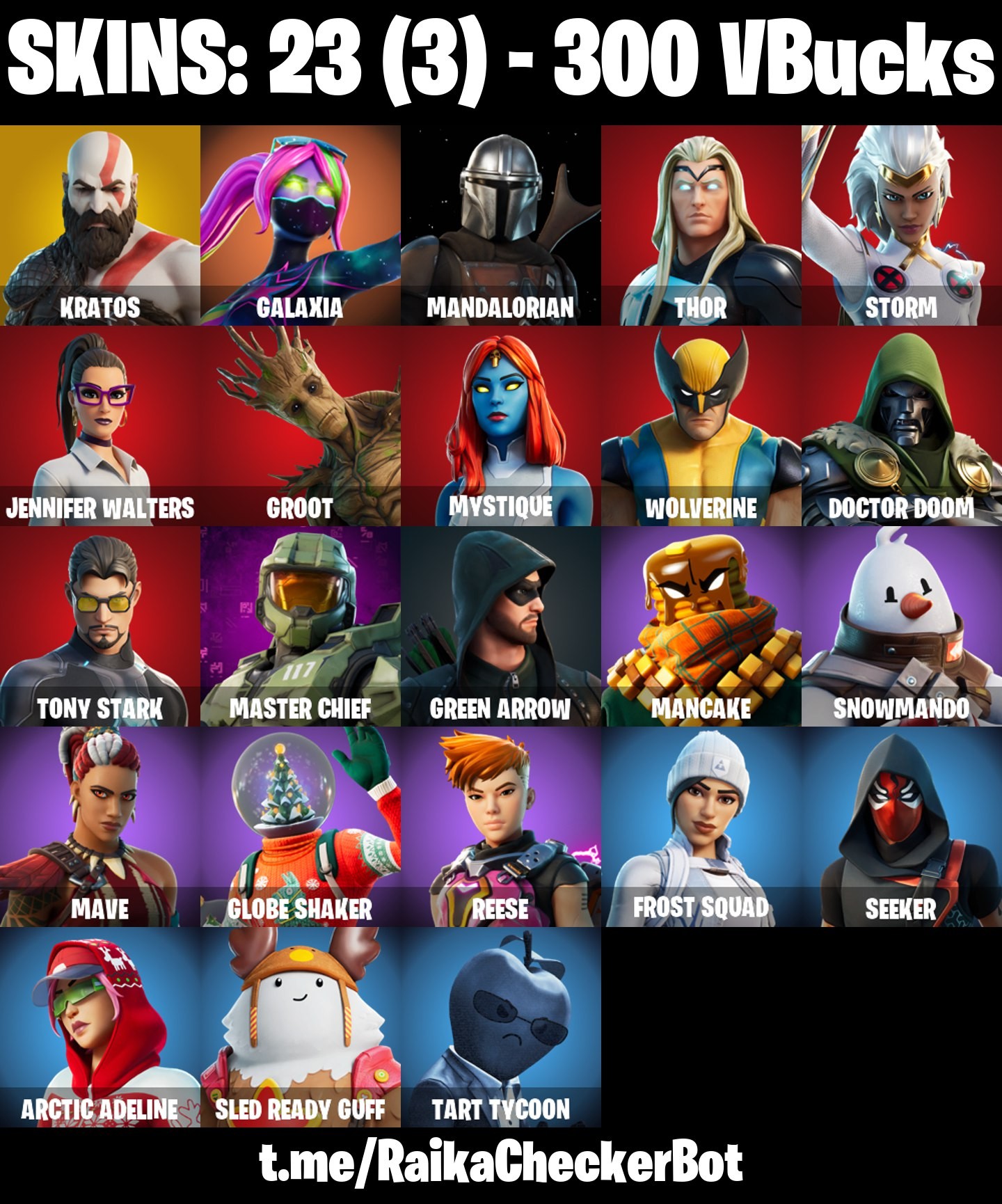 Fortnite Account ( PLAYSTATION / XBOX / PC / MOBILE / NINTENDO ) Leviathan Axe, Kratos, Galaxia, Thor (23 Skins)