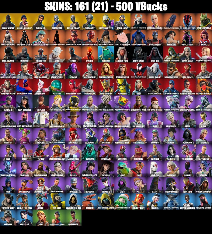 Fortnite Account ( PLAYSTATION / XBOX / PC / MOBILE / NINTENDO ) Black Knight, The Reaper, Mako, Floss (161 Skins)