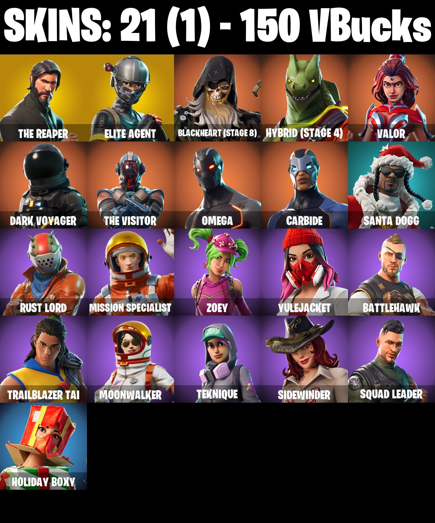 Fortnite Account ( PLAYSTATION / XBOX / PC / MOBILE / NINTENDO ) The Reaper (21 Skins)