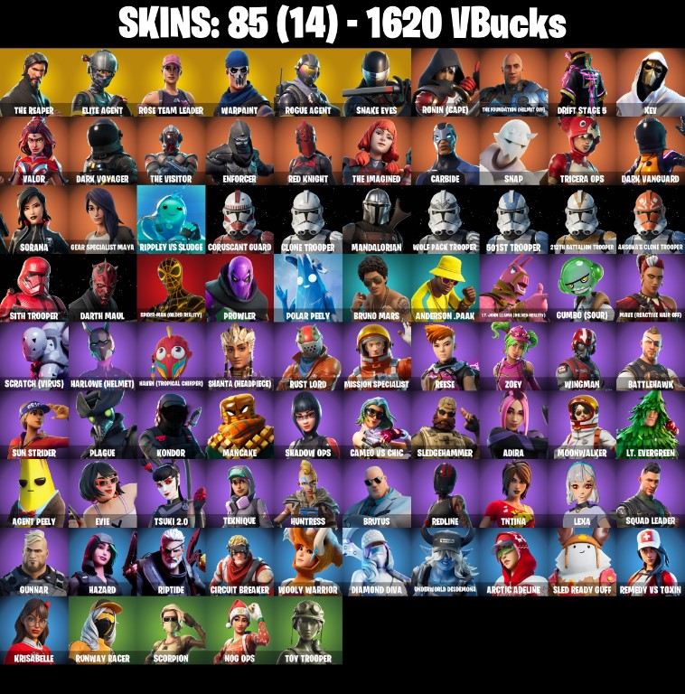 Fortnite Account ( PLAYSTATION / XBOX / PC / MOBILE / NINTENDO ) The Reaper, OG STW, Snake Eyes (85 Skins)