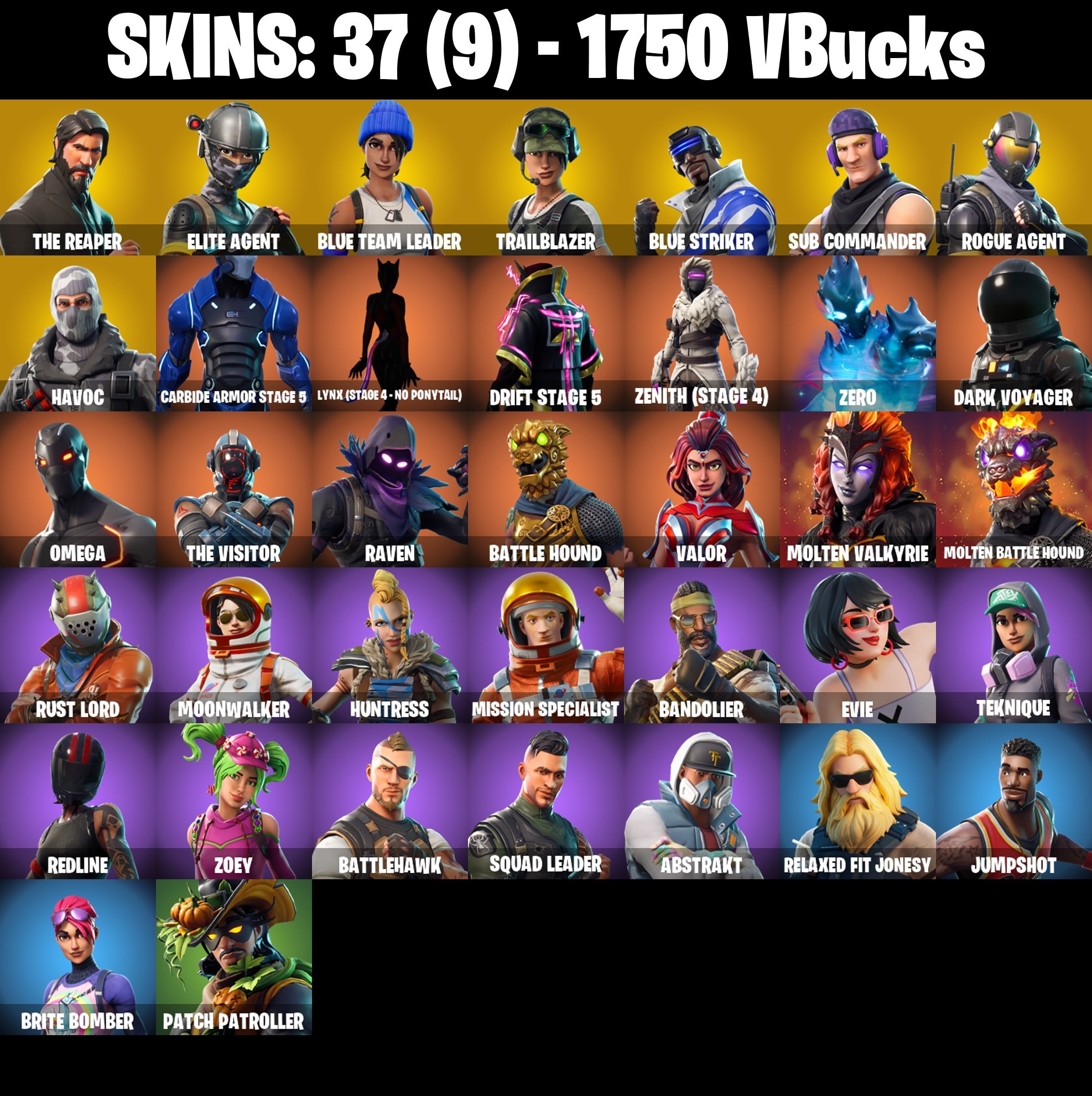 Fortnite Account ( PLAYSTATION / XBOX / PC / MOBILE / NINTENDO ) The Reaper (37 Skins)