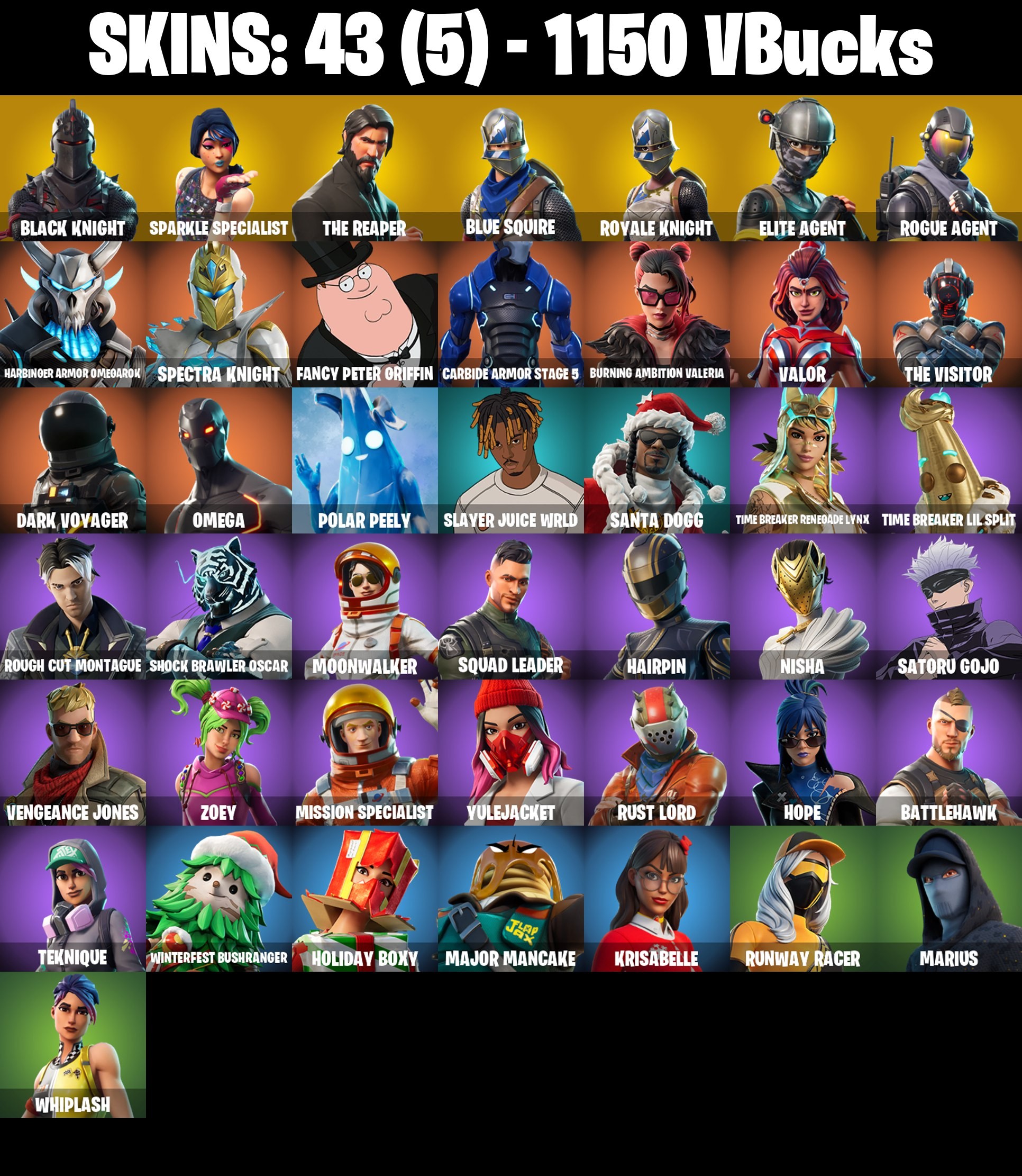 Fortnite Account ( PLAYSTATION / XBOX / PC / MOBILE / NINTENDO ) Black Knight, The Reaper (43 Skins)