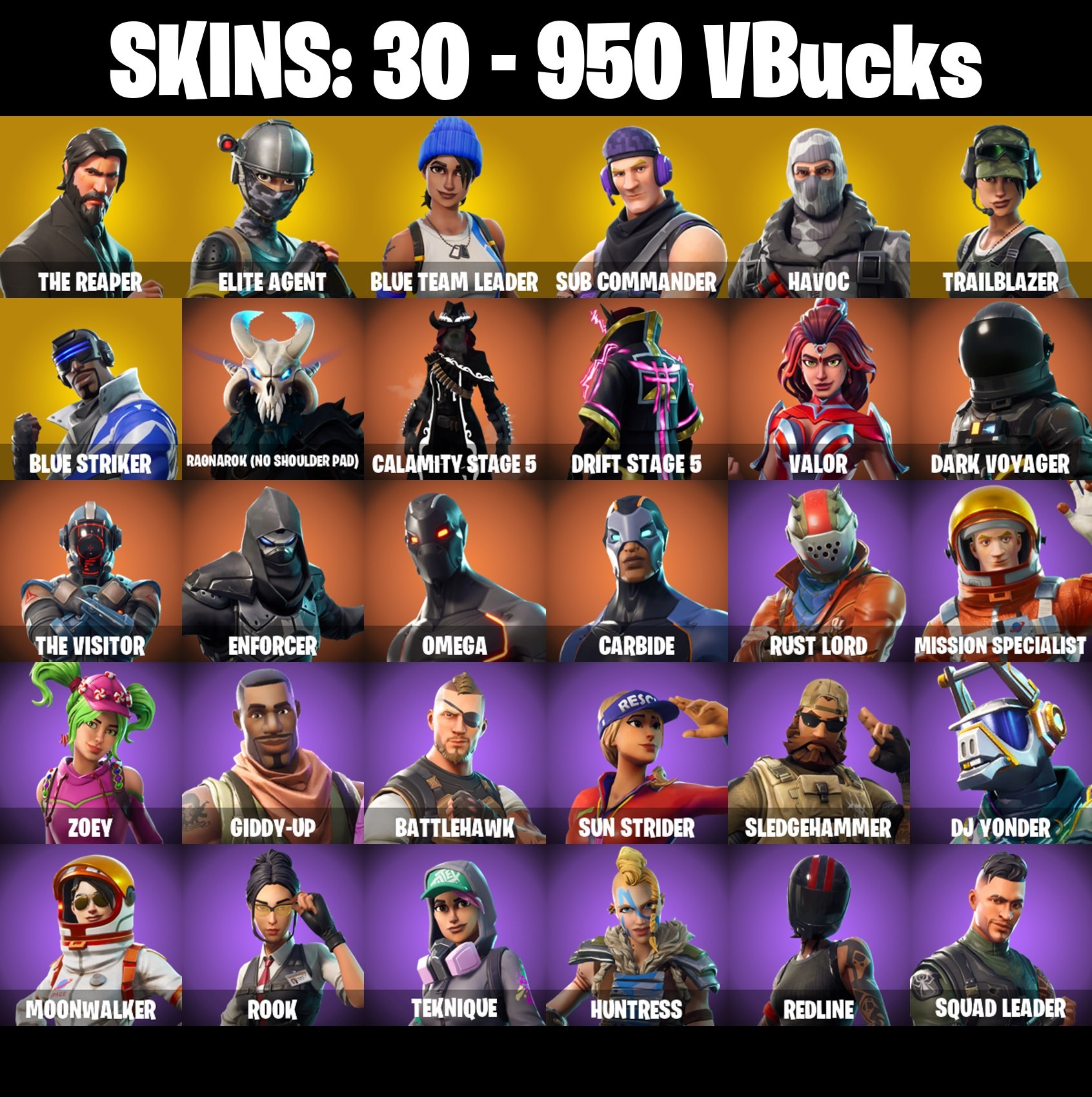 Fortnite Account ( PLAYSTATION / XBOX / PC / MOBILE / NINTENDO ) The Reaper, Mako (30 Skins)