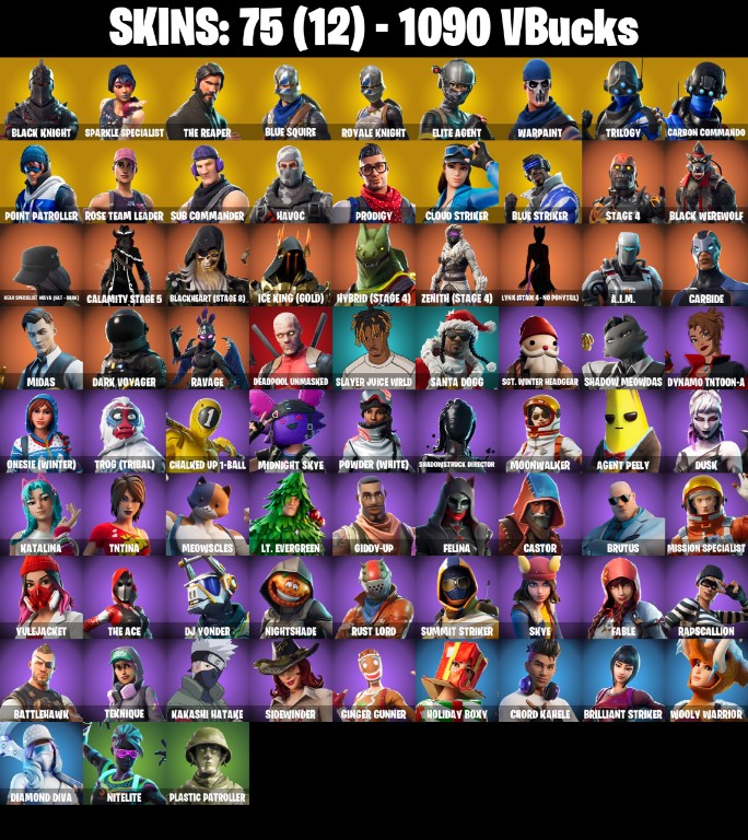 Fortnite Account ( PLAYSTATION / XBOX / PC / MOBILE / NINTENDO ) Black Knight, The Reaper, OG STW (75 Skins)