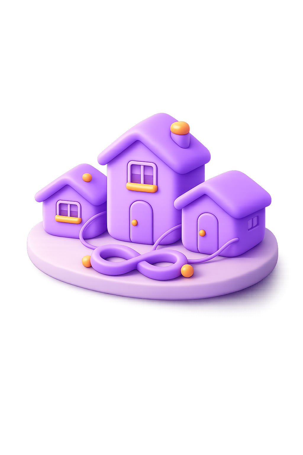 Unlimited residential proxy — purple clay-style house connected to an infinity loop