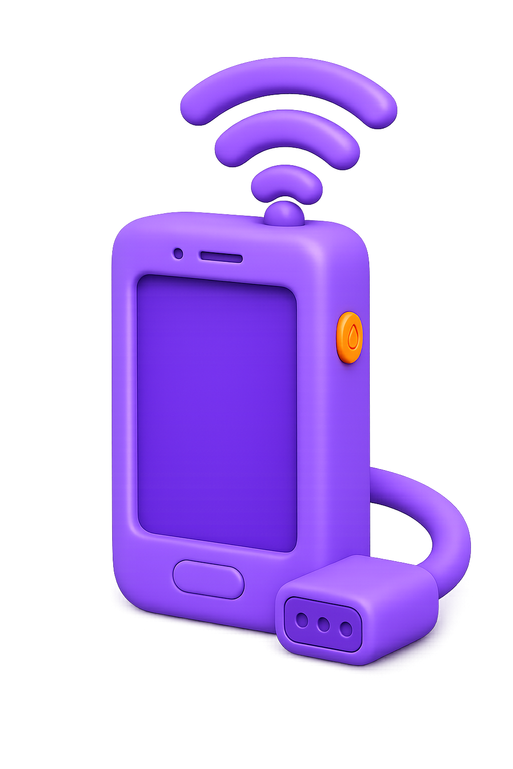 Mobile IP proxy — purple clay-style smartphone emitting wifi signal