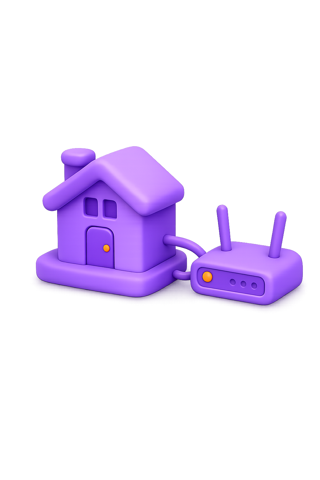 Residential proxy — purple clay-style house connected to a network globe