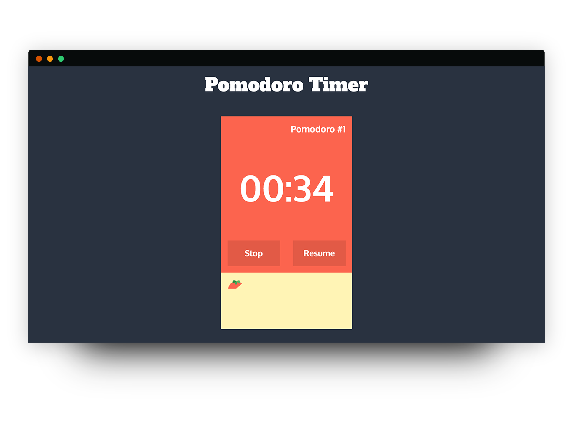 Running timer with a tomato progress bar