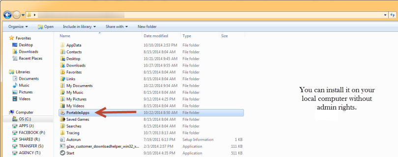 Go to folder where you installed portable apps