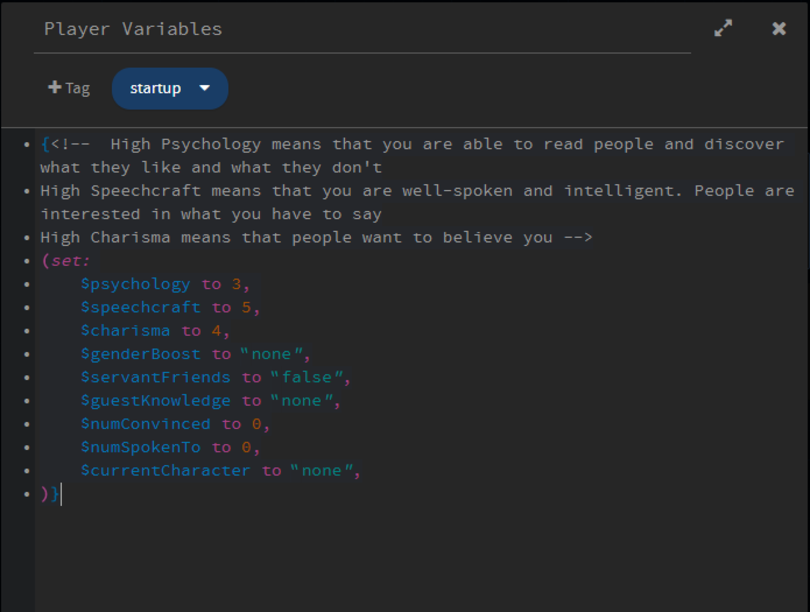 Player Variables in Twine