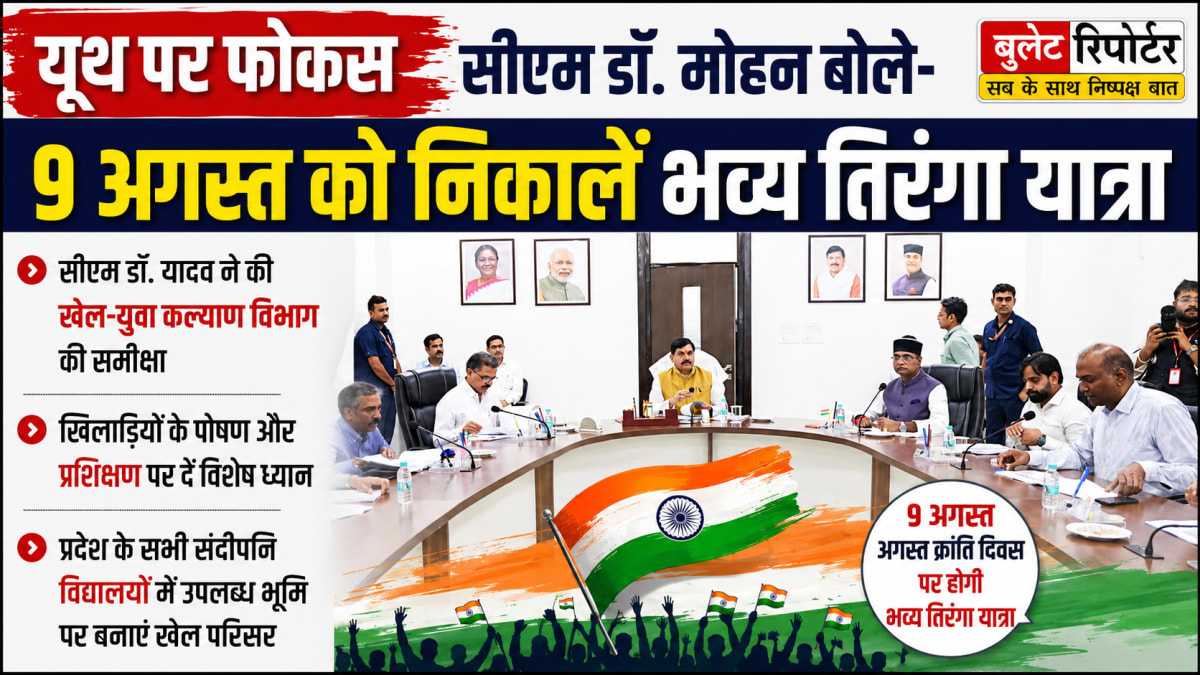 यूथ पर फोकस: सीएम डॉ. मोहन यादव ने 9 अगस्त को भव्य तिरंगा यात्रा निकालने के दिए निर्देश