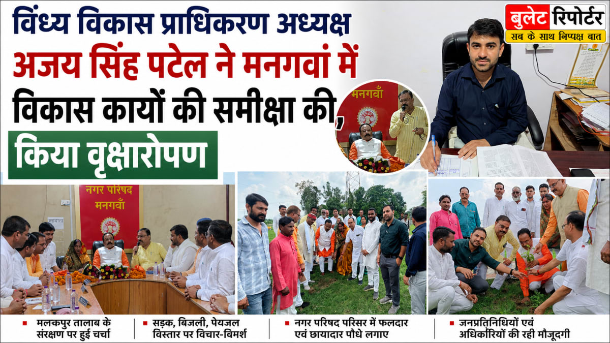 विंध्य विकास प्राधिकरण अध्यक्ष अजय सिंह पटेल ने मनगवां में विकास कार्यों की समीक्षा की, किया वृक्षारोपण