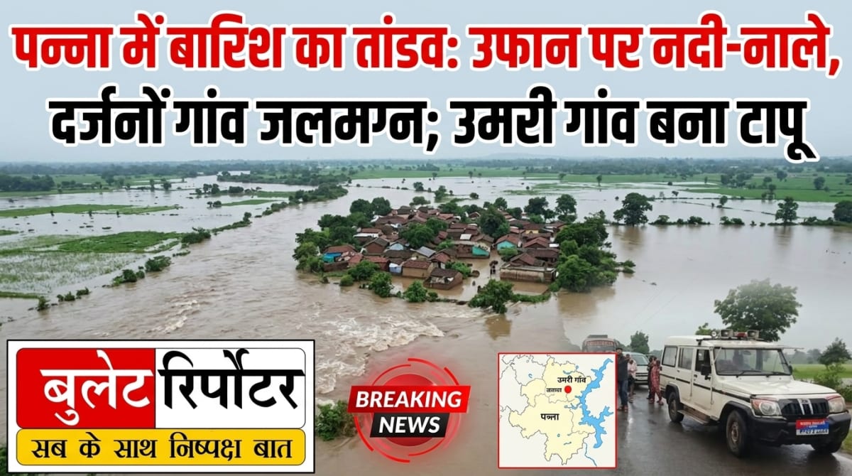 पन्ना में बारिश का तांडव: उफान पर नदी-नाले, दर्जनों गांव जलमग्न; उमरी गांव बना टापू