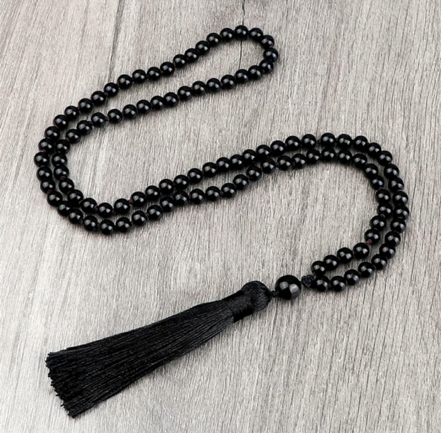 Mala Natural Black Bright Stone