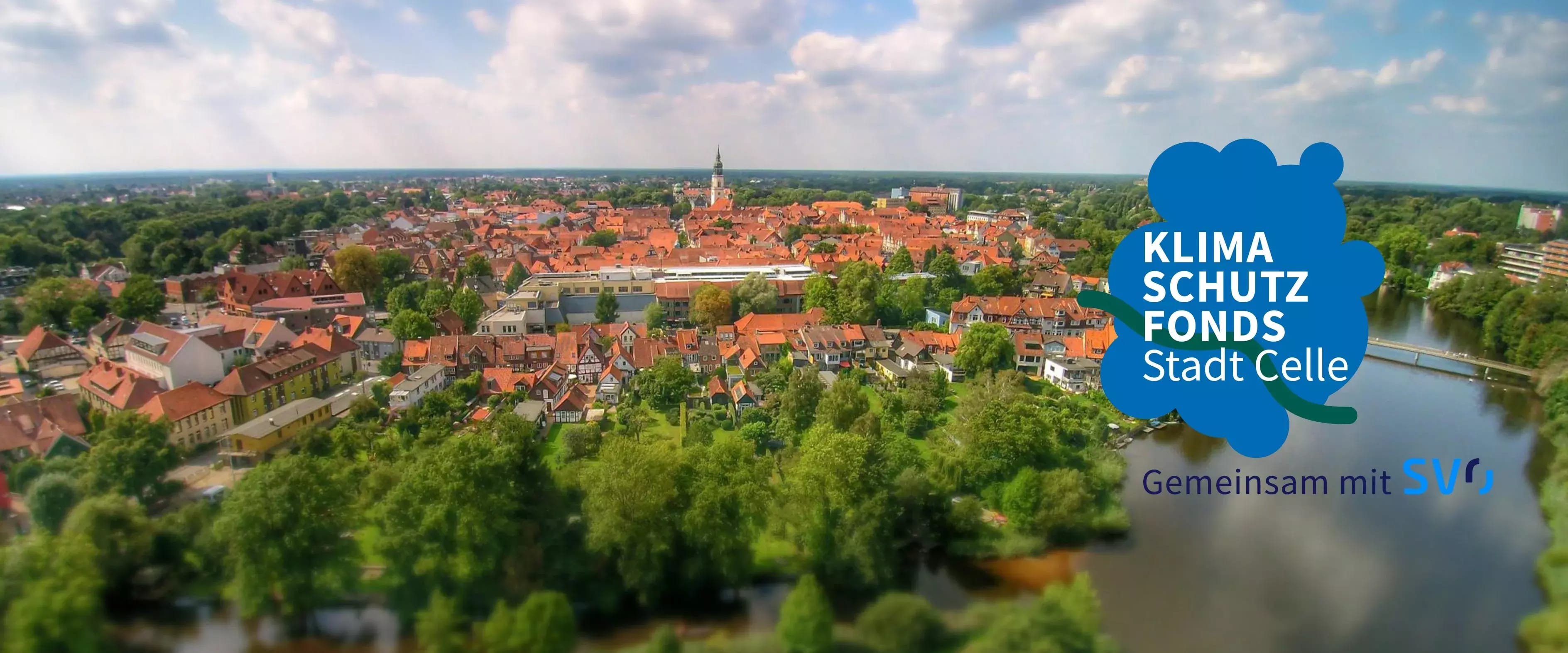 Überblick über die Stadt Celle mit der Aufschrift