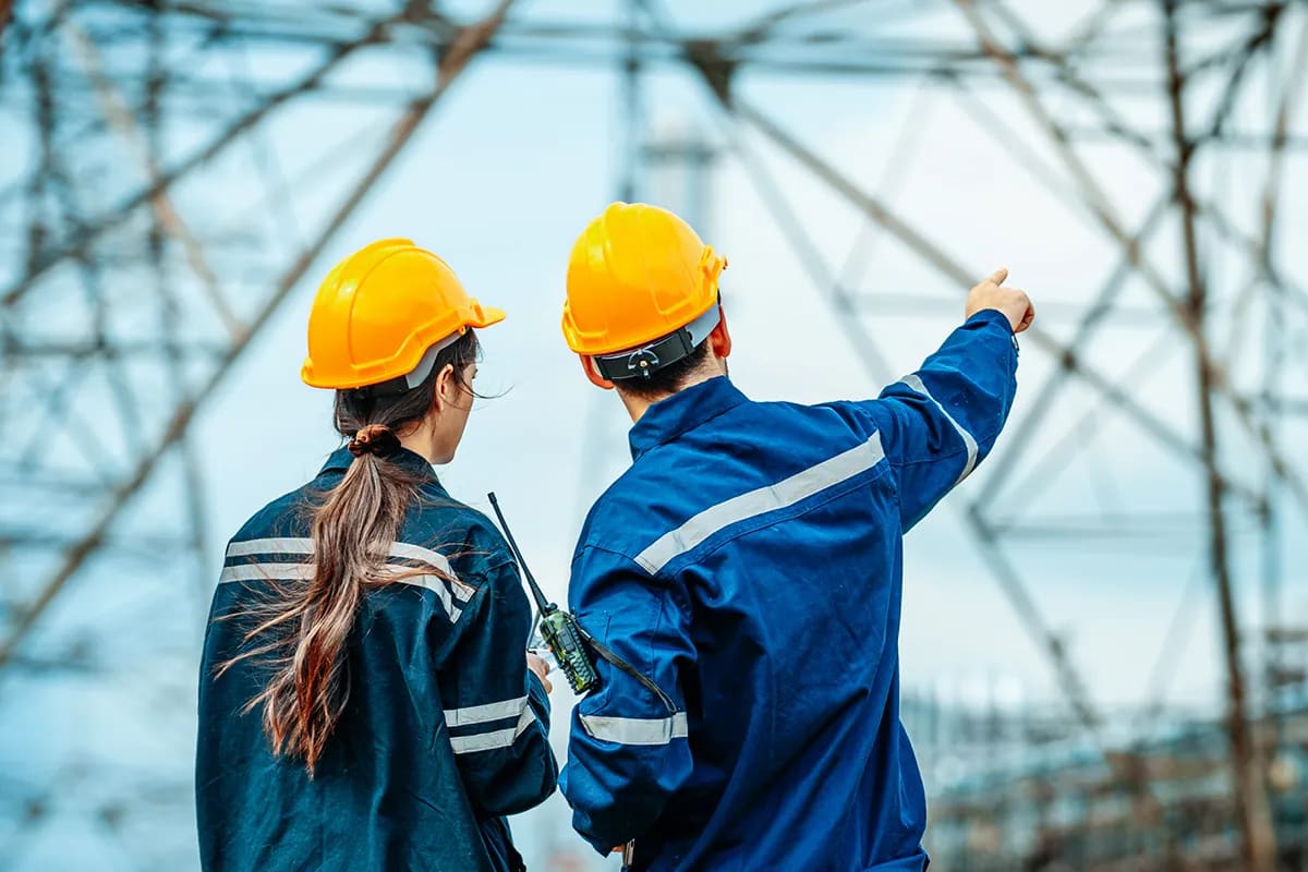 Zwei CUN Arbeiter am Umspannwerk
