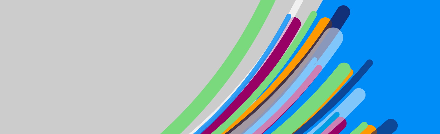 Abstraktes, farbenfrohes Design mit gebogenen, bunten Linien auf blau-grauem Hintergrund – inspiriert von Glasfaser- oder Netzwerkkabeln.