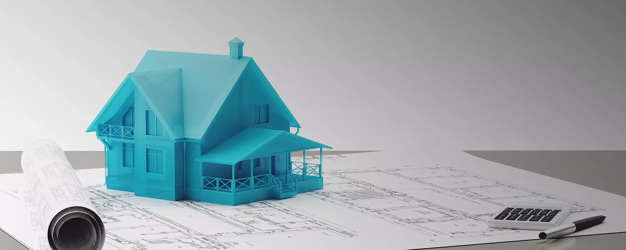 Modellhaus auf Plänen