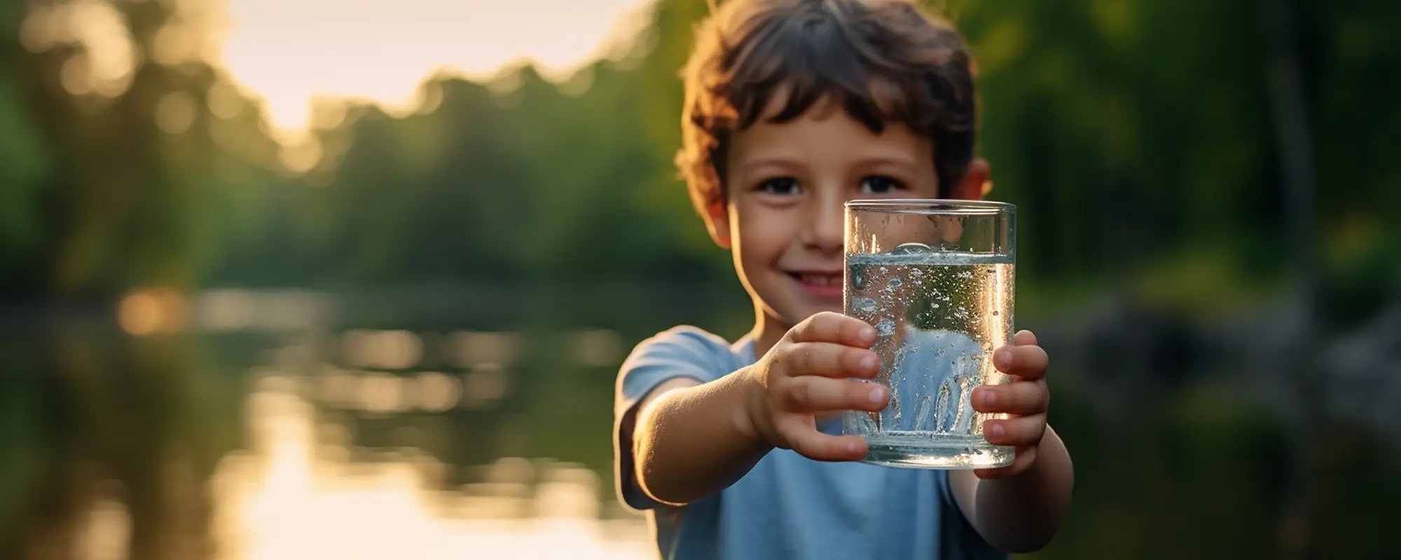 Kind mit Wasserglas