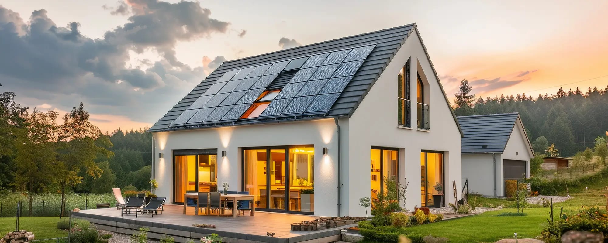 Haus in der Natur mit Photovoltaik