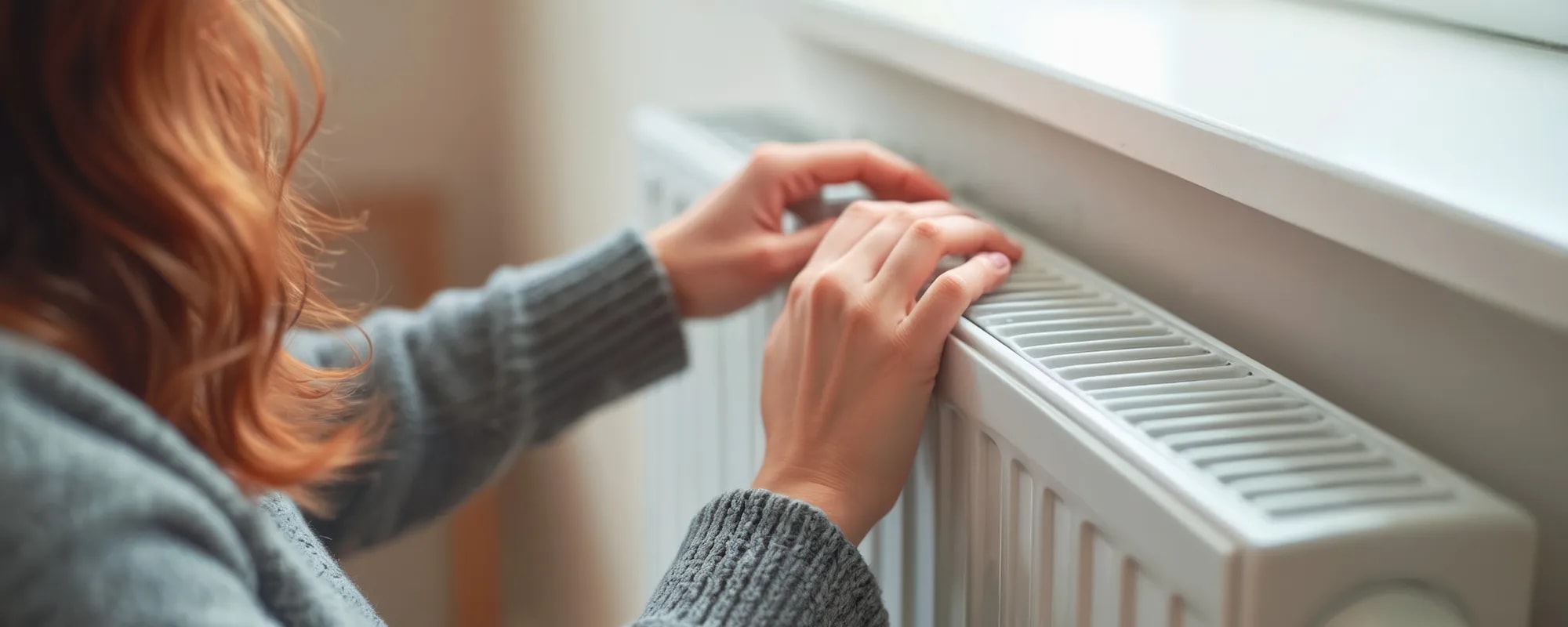 Hände am Heizkörper
