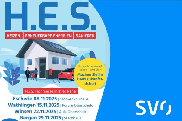 Flyer H.E.S. - Heizen, erneuerbare Energien, Sanieren.