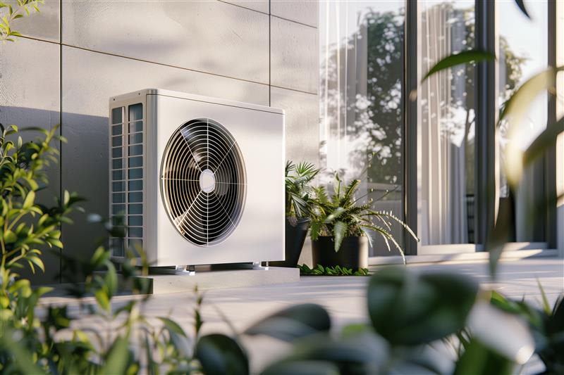 Wärmepumpe in der Außenansicht.