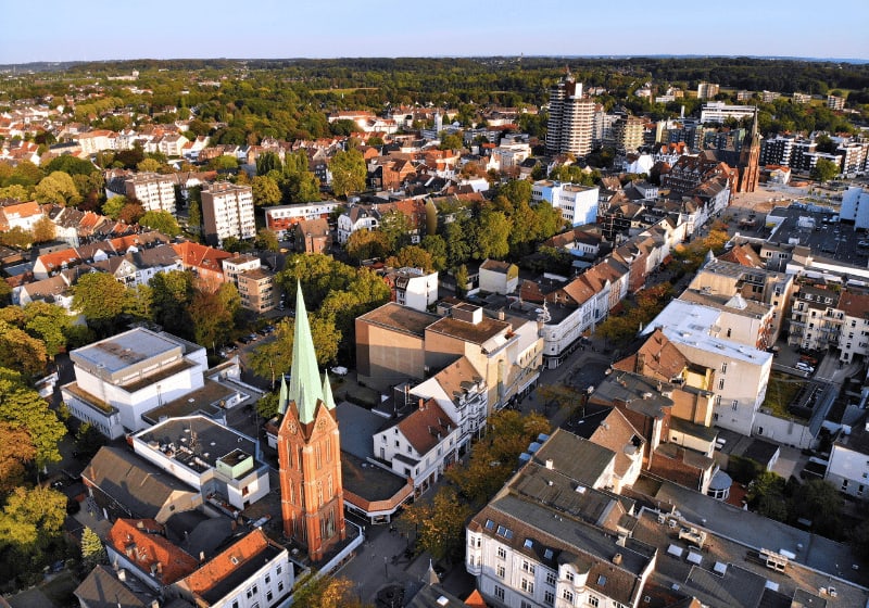 Eine Luftaufnahme der Stadt Herne.