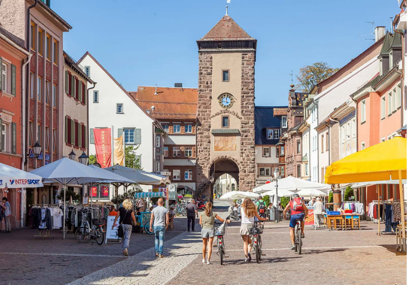 Die Innenstadt des Stadtbezirks Villingen der Doppelstadt Villingen-Schwenningen.