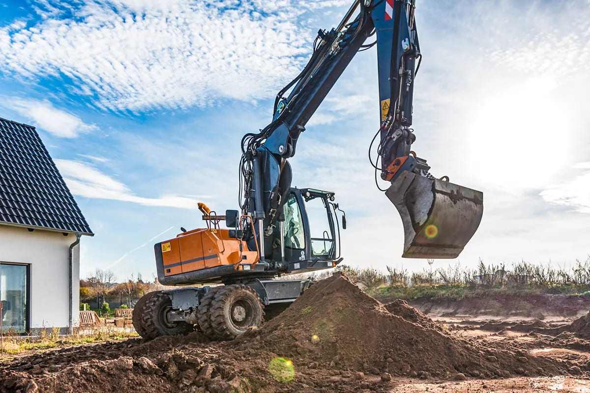 Tiefbauarbeiten bei einem Einfamilienhaus