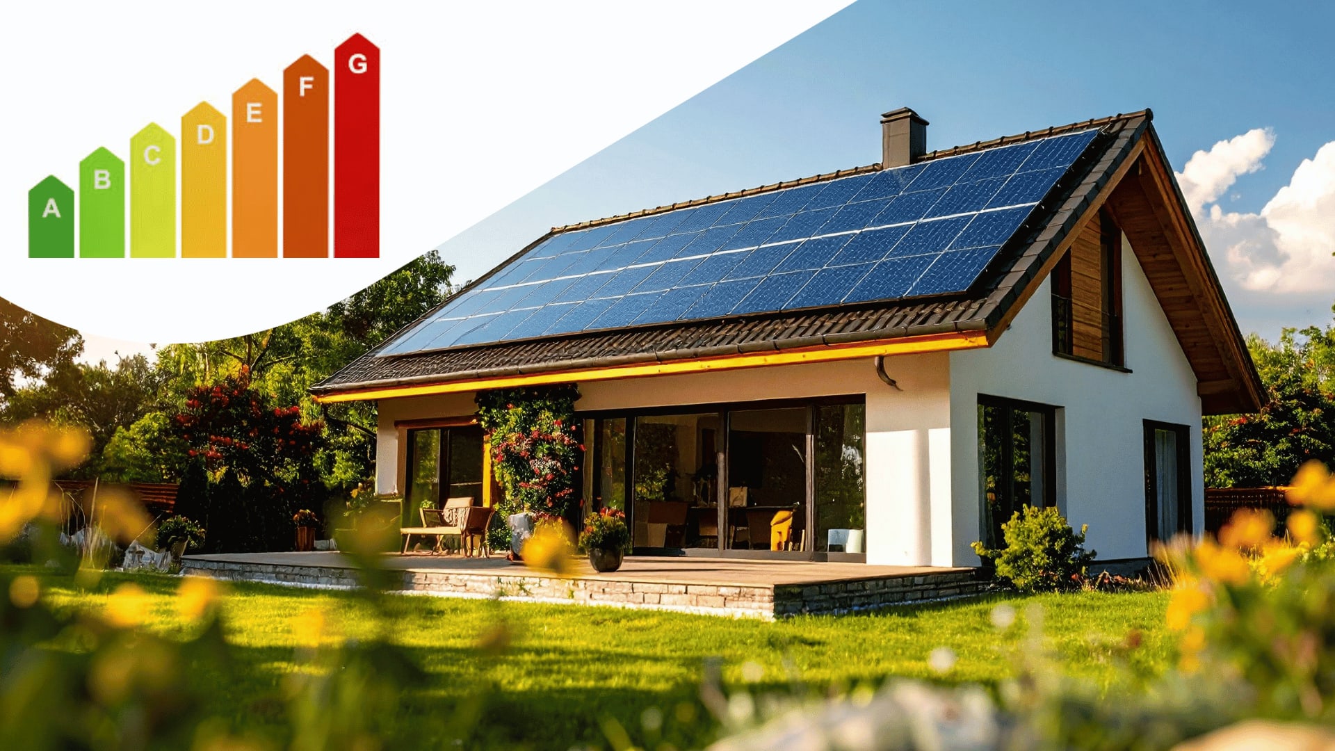 Energieeffizienzklassen für ein Haus mit PV.