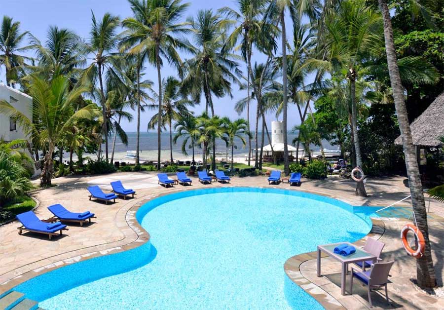 For a wonderfully peaceful Kenya holiday package, Severin Sea Lodge is a sanctuary of serenity and pleasure in an enormous palm garden. The hotel is situated right on the Indian Ocean's coastlines on Bamburi Beach, about 12 kilometers from Mombasa Town and 20 kilometers from the airport.