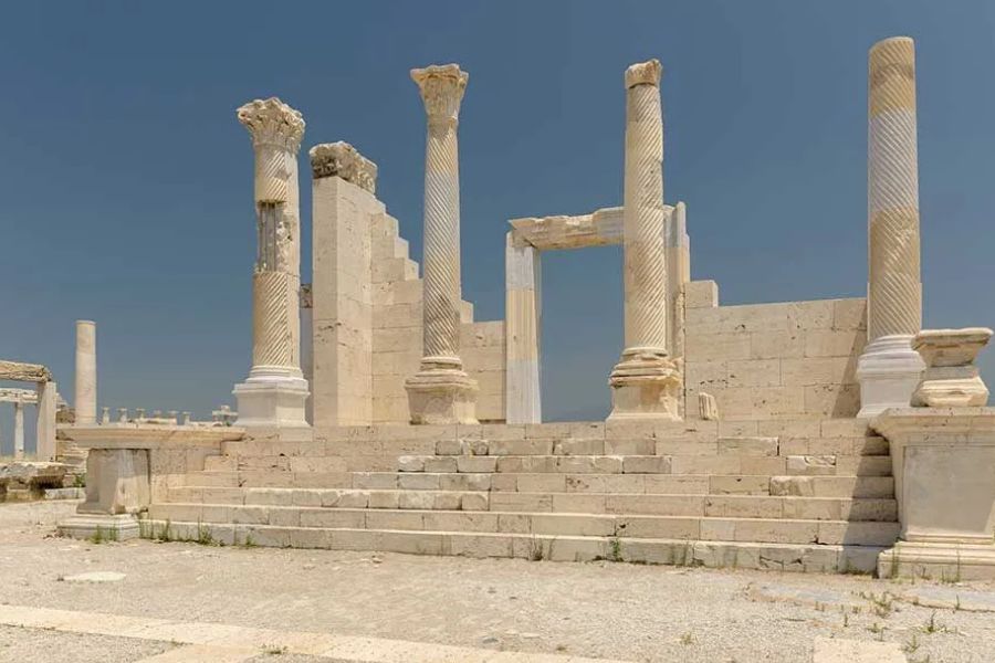 Ancient Roman ruins and columns at Laodicea in Turkey.