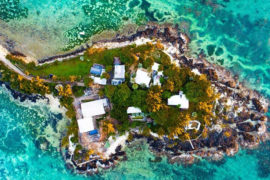 Aerial view of a tropical island