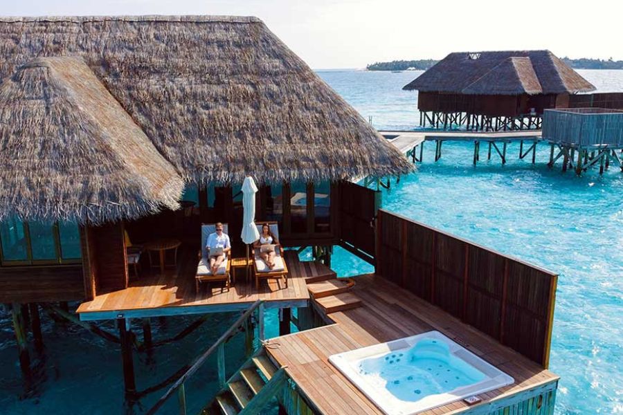 Overwater villa deck with plunge pool, Maldives