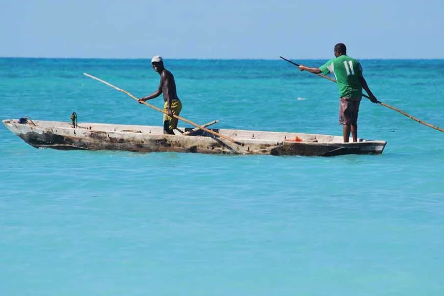 Traditional fishing boat off the coast of Zanzibar
