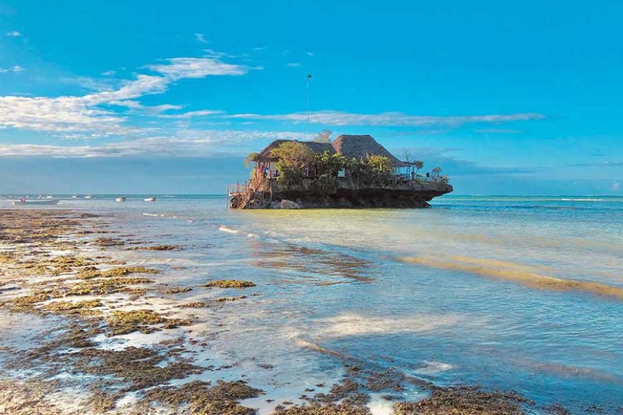 The Rock Restaurant on its offshore rock, Zanzibar